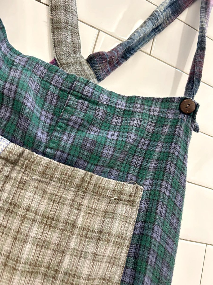 vintage plaid patchwork flannel overall romper - good market thrift store