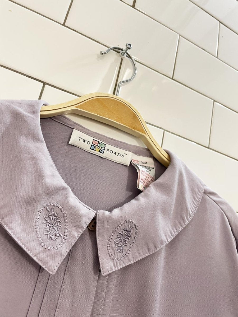 vintage 00s two roads embroidered collar shirt - good market thrift store