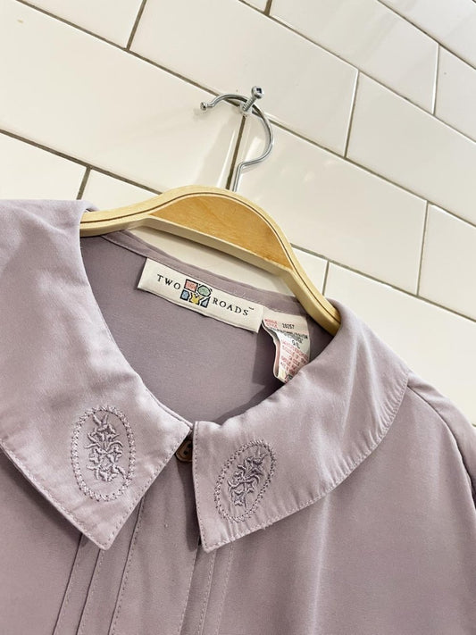 vintage 00s two roads embroidered collar shirt - good market thrift store