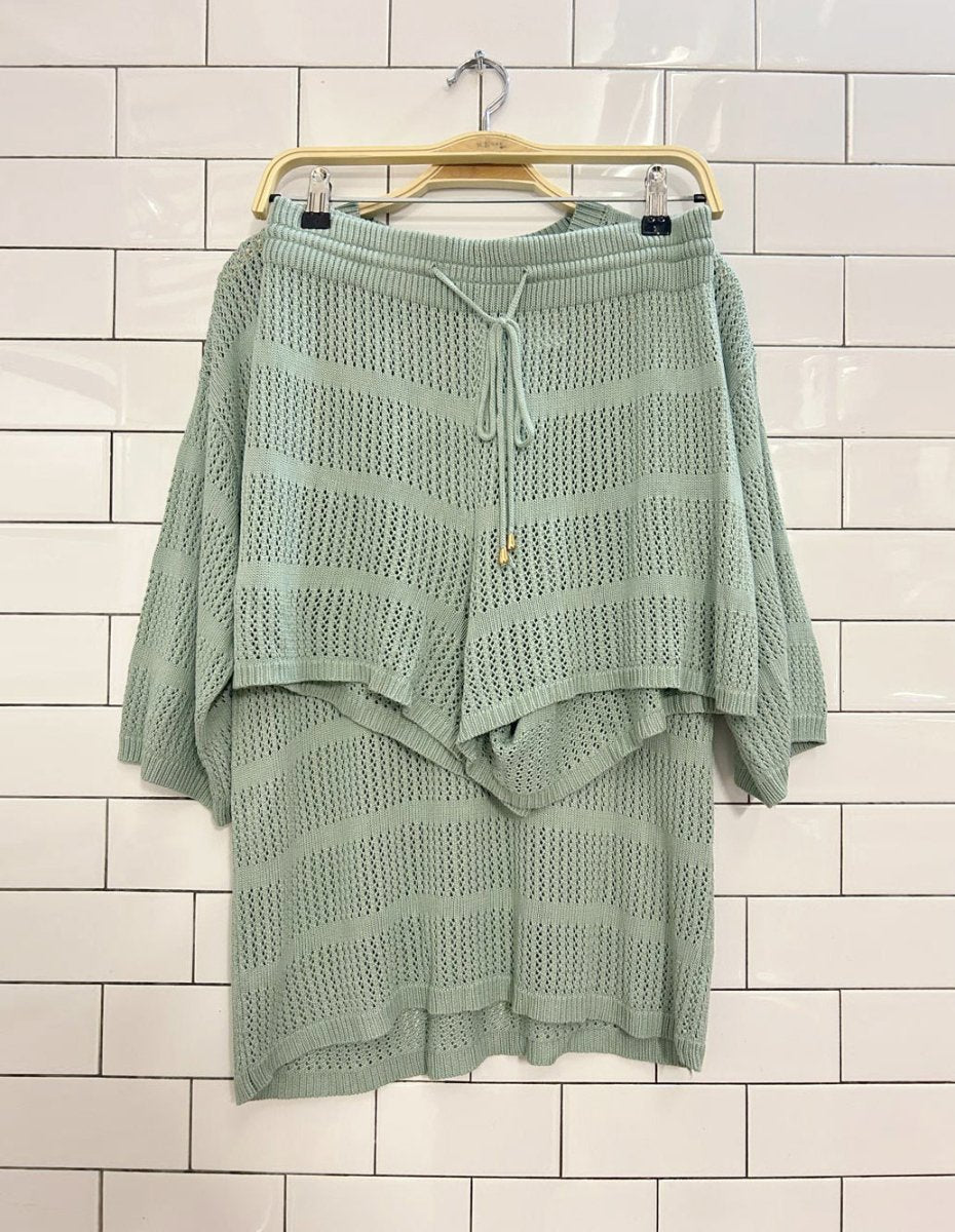 seven wonders samia oversized crochet tee and shorts set - good market thrift store