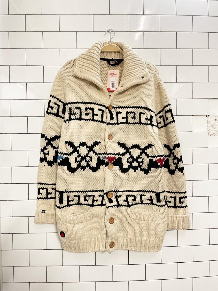 gsus wool - blend cowichan cardigan sweater - good market thrift store