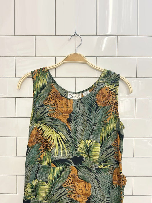vintage 90s jessica jungle scene maxi dress - good market thrift store