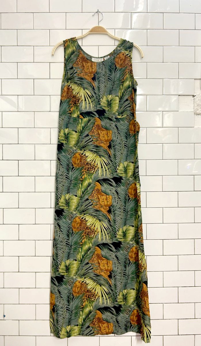 vintage 90s jessica jungle scene maxi dress - good market thrift store