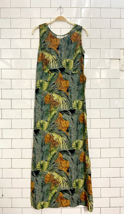 vintage 90s jessica jungle scene maxi dress - good market thrift store