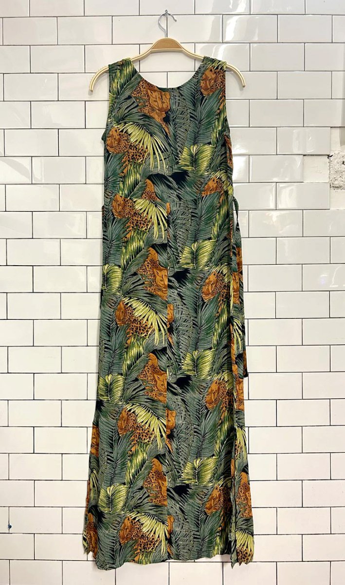 vintage 90s jessica jungle scene maxi dress - good market thrift store