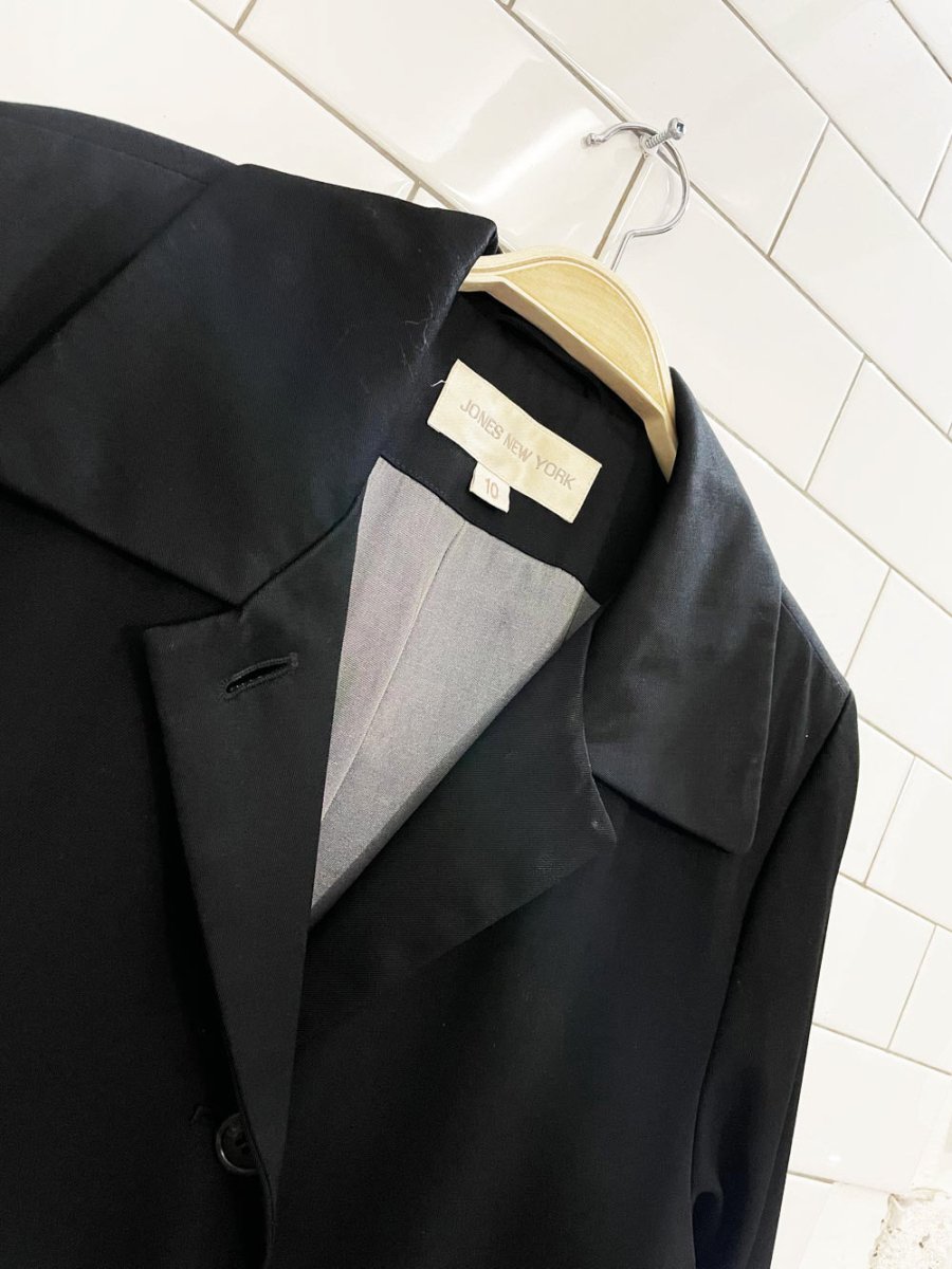 vintage 00s jones new york 100% wool minimal box pleat jacket - good market thrift store