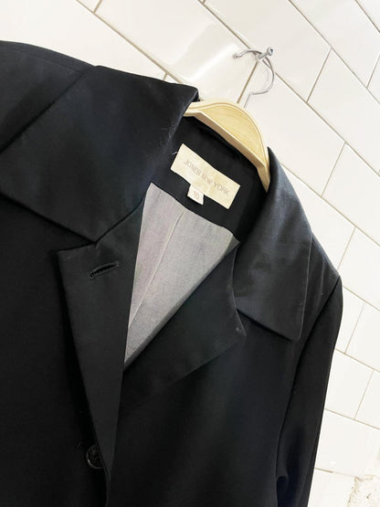 vintage 00s jones new york 100% wool minimal box pleat jacket - good market thrift store