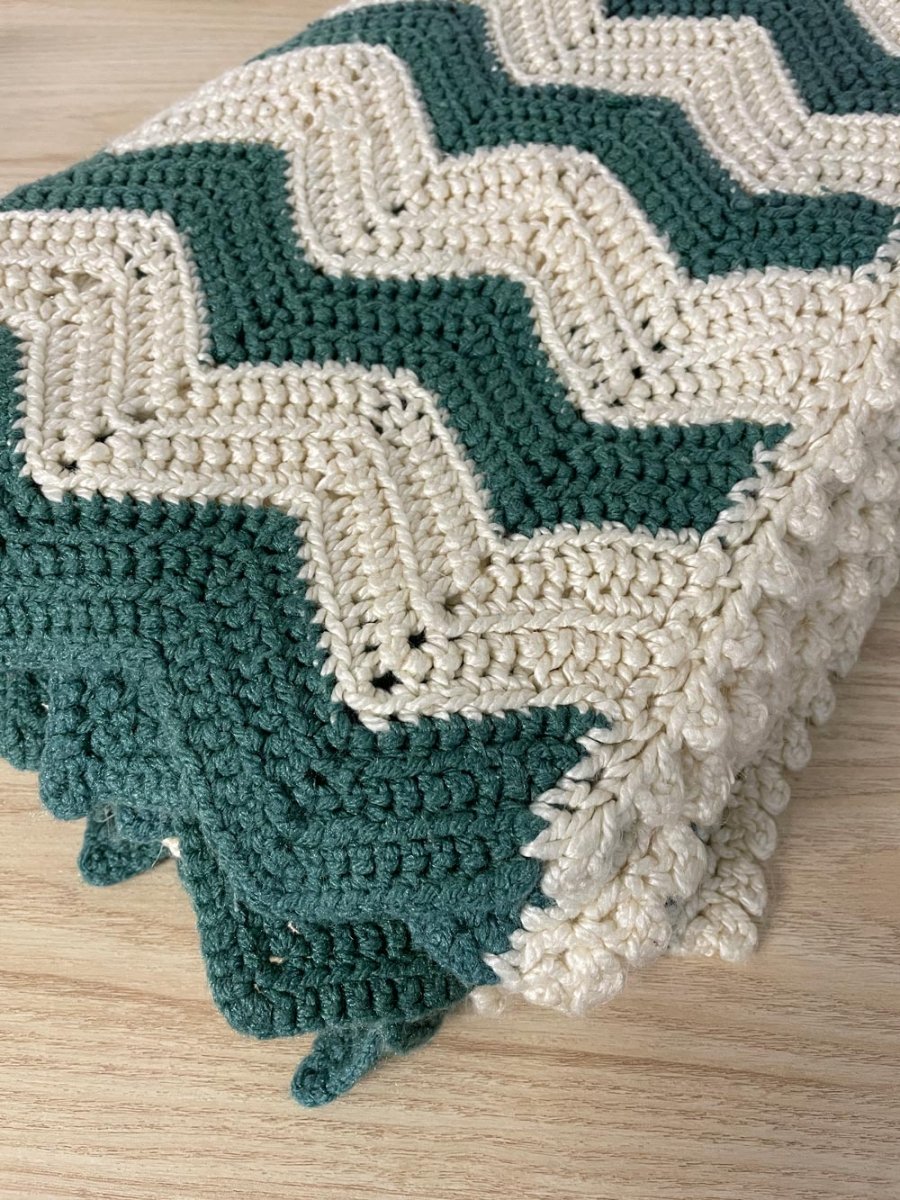 hand - knit chevron throw blanket - good market thrift store