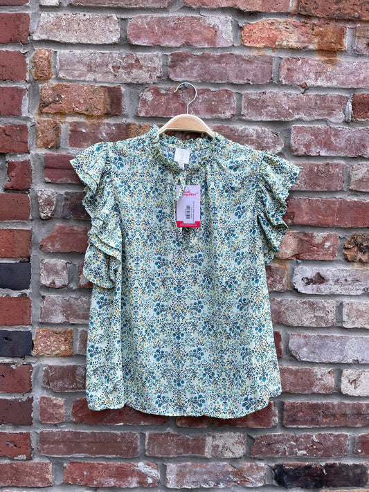 joie floral ruffled sleeveless top