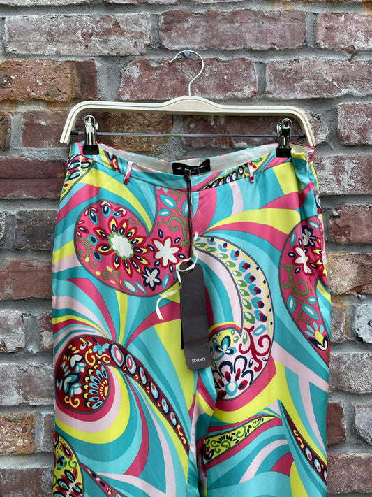 nwt seventy 100% silk groovy wide leg pant