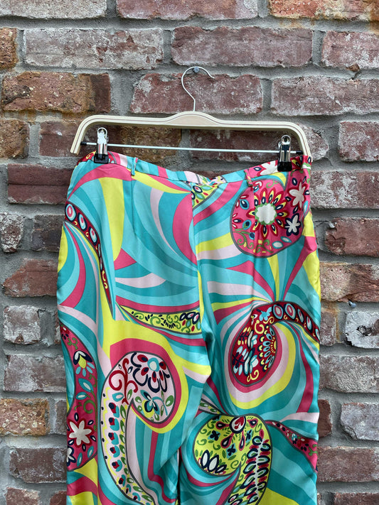 nwt seventy 100% silk groovy wide leg pant