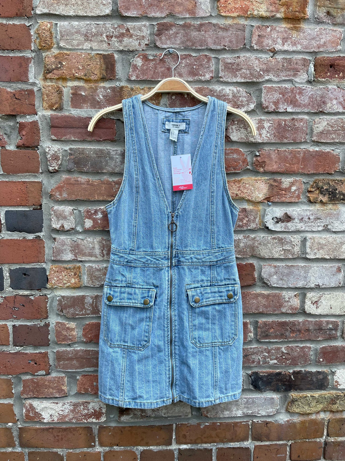 f21 90s style denim jumper mini dress