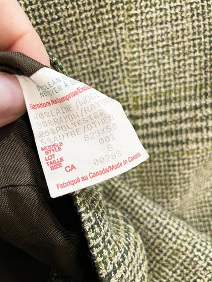 vintage clichy wool - blend houndstooth minimal zip jacket - good market thrift store