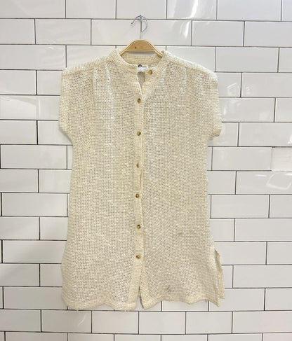 vintage 70s crochet sleeveless mini dress cover up - good market thrift store