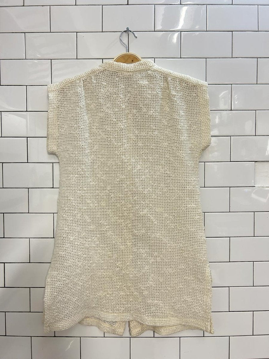 vintage 70s crochet sleeveless mini dress cover up - good market thrift store