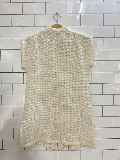 vintage 70s crochet sleeveless mini dress cover up - good market thrift store