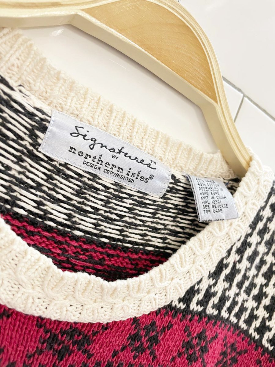 vintage northern isles scottie houndstooth + hearts knit sweater - good market thrift store