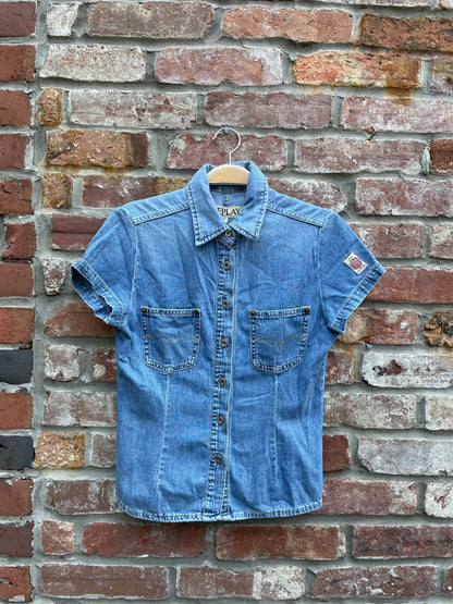 vintage 90s replay ss denim button down