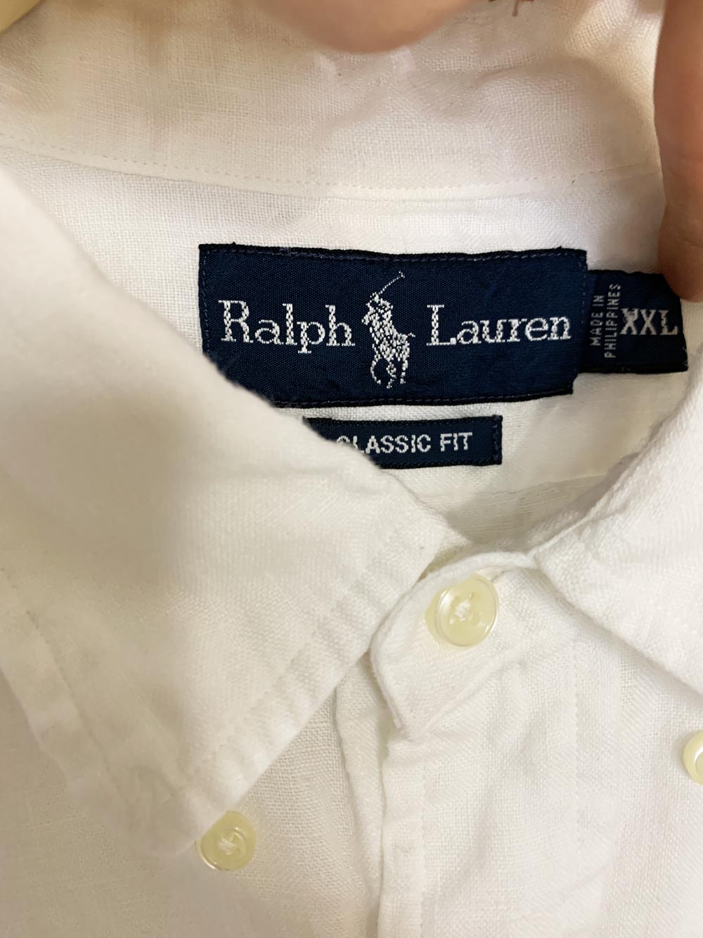 ralph lauren 100% linen boxy oversized full button cropped shirt