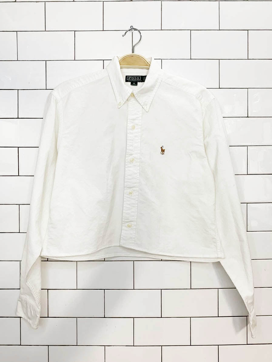 vintage 00s polo ralph lauren cropped full button shirt | rework