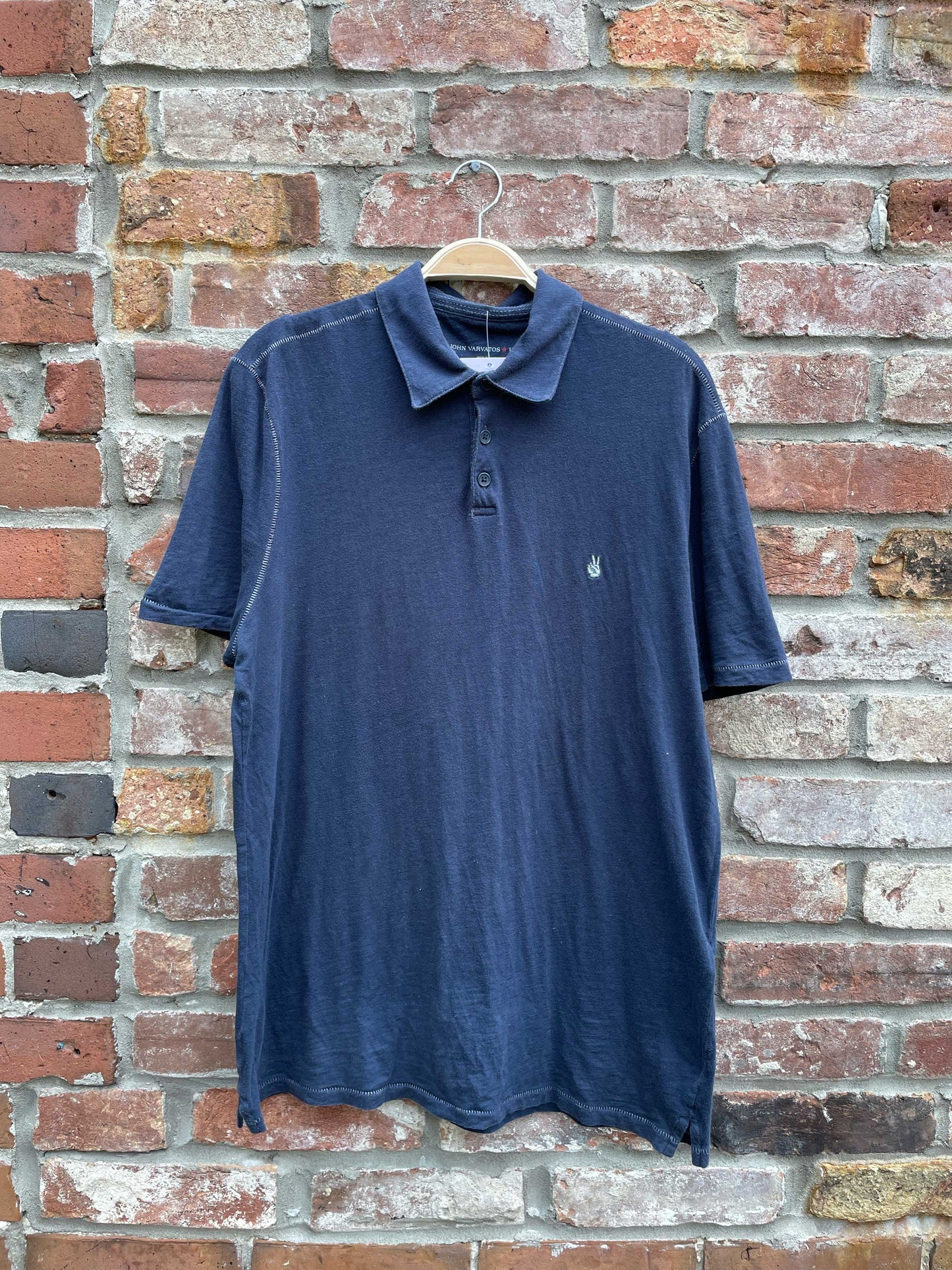 john varvatos embroidered peace hand polo