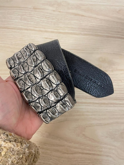 bray steve alan aligator buckle leather belt - good market thrift store