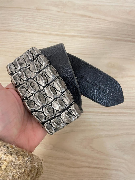 bray steve alan aligator buckle leather belt - good market thrift store