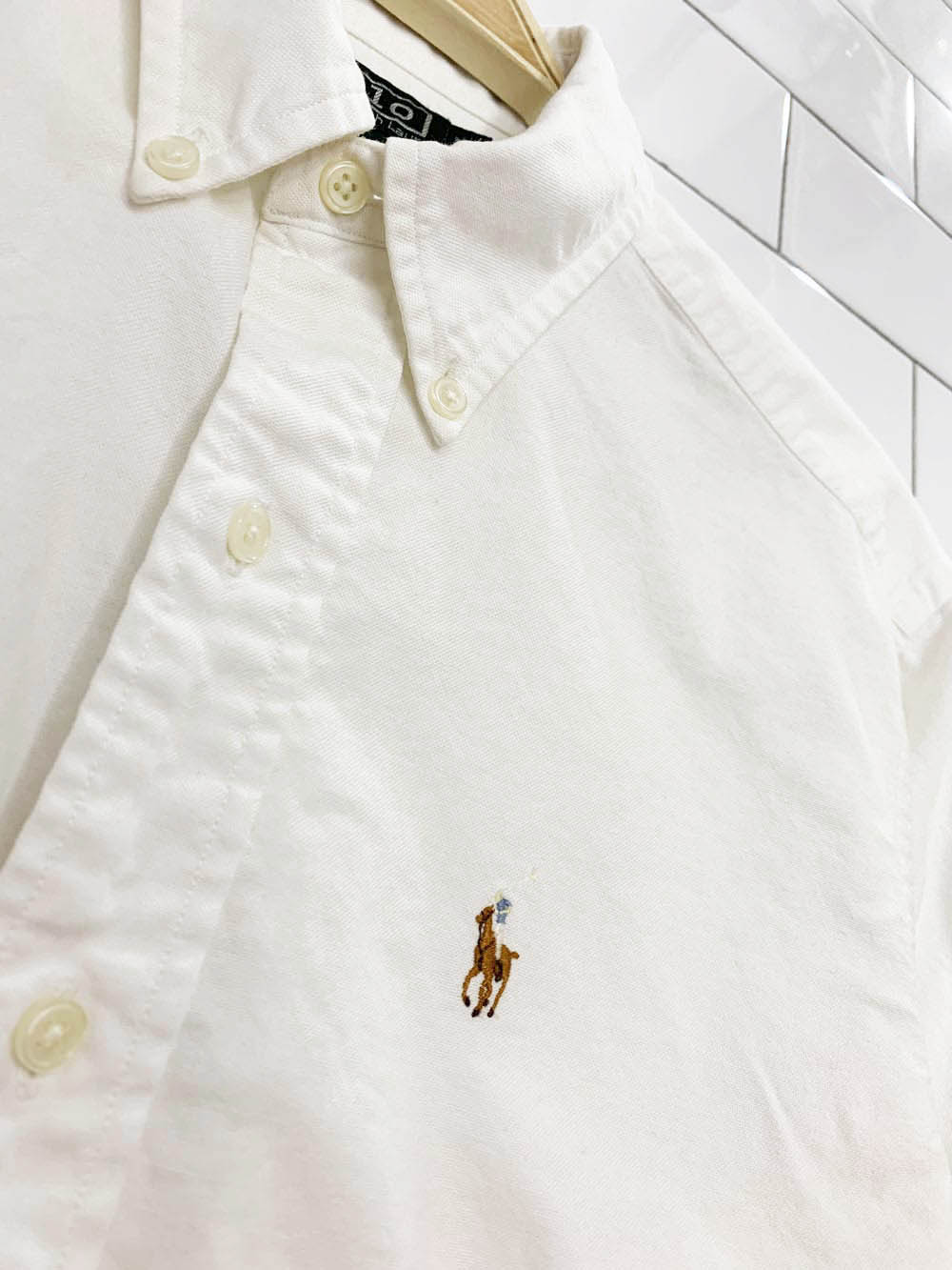 vintage 00s polo ralph lauren cropped full button shirt | rework