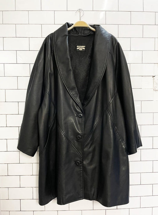 vintage 80s export butter leather oversized jacket - good market thrift store