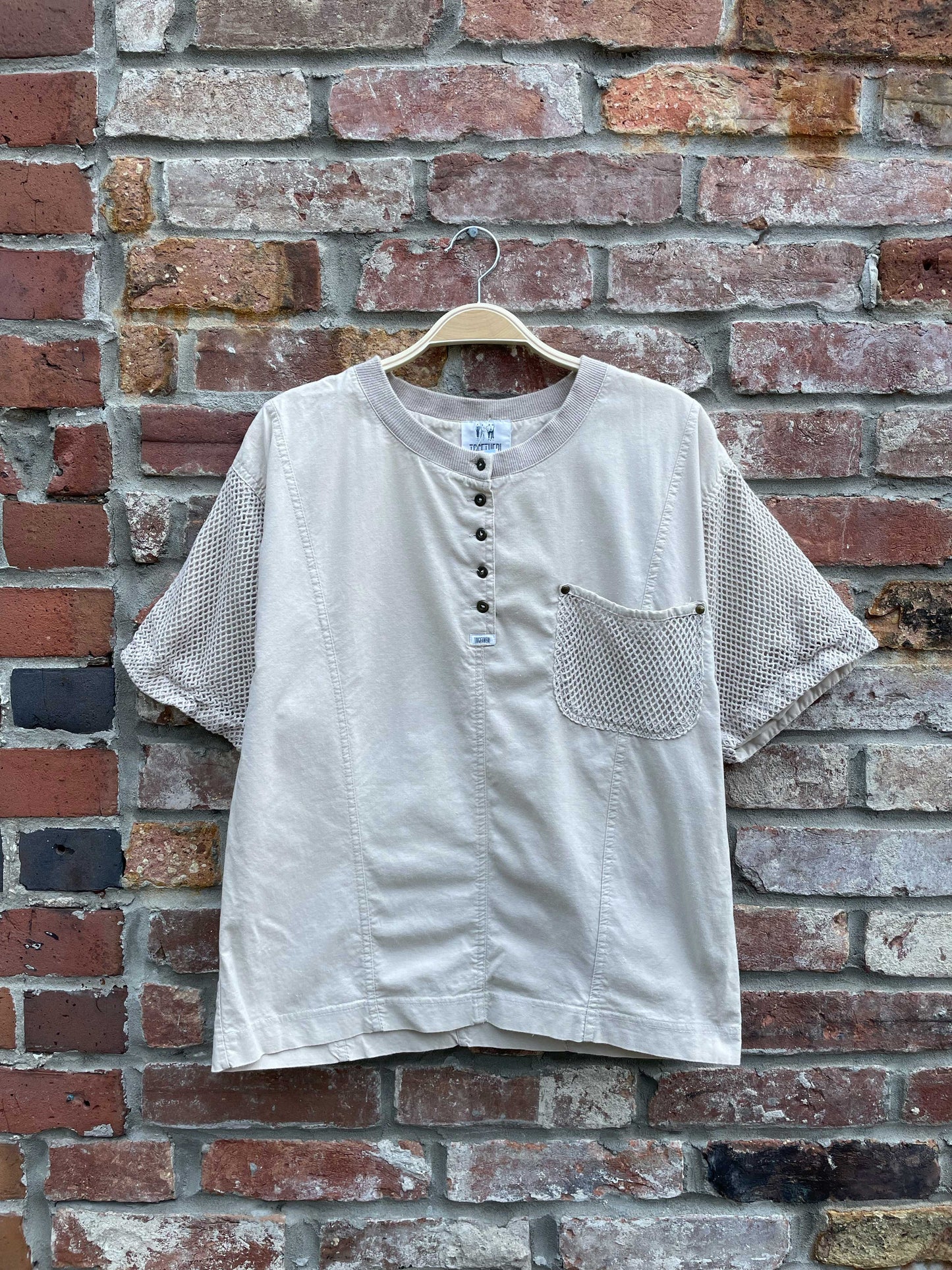 vintage 80s together crochet mesh pocket tee