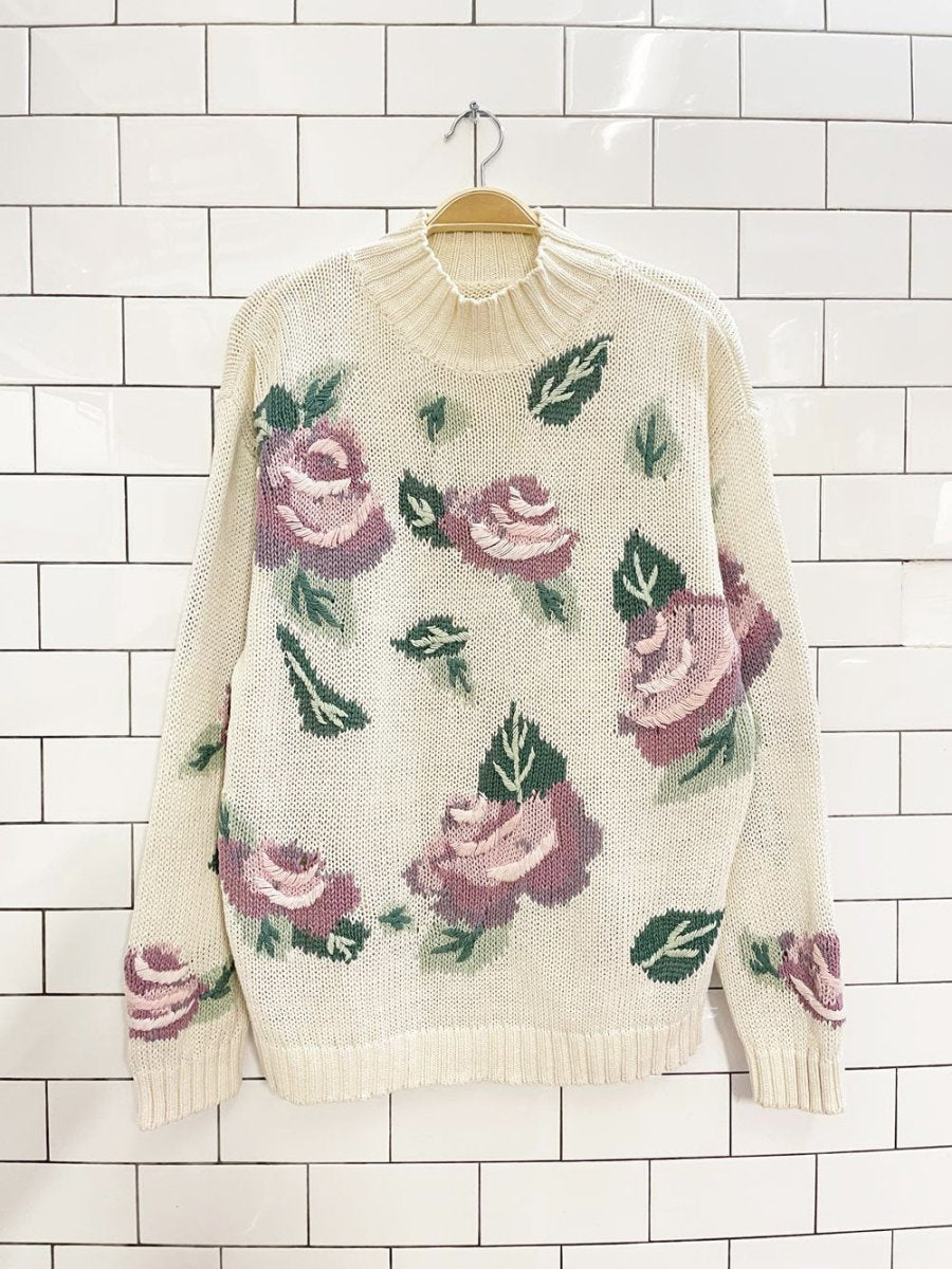 vintage 90s floral knit sweater - good market thrift store