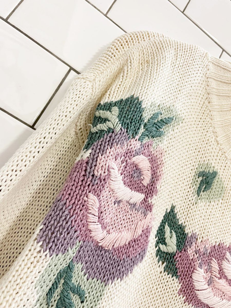 vintage 90s floral knit sweater - good market thrift store