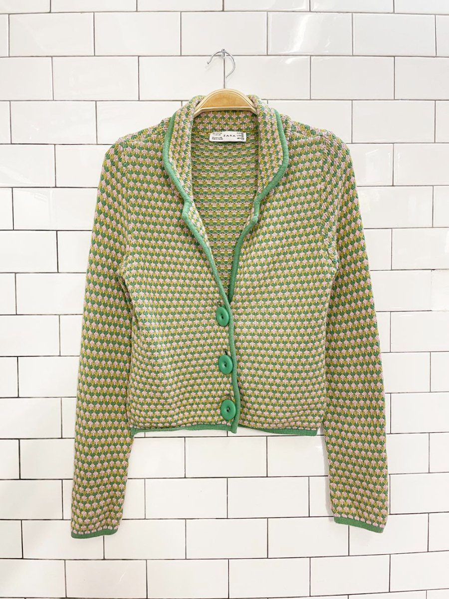 y2k zara retro 'missoni' knit cardigan - good market thrift store