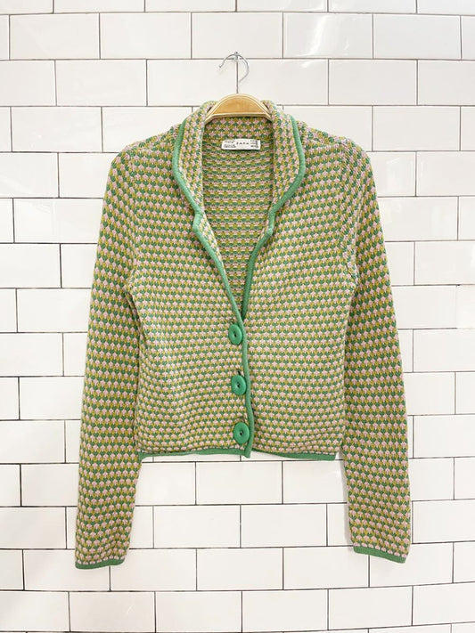 y2k zara retro 'missoni' knit cardigan - good market thrift store