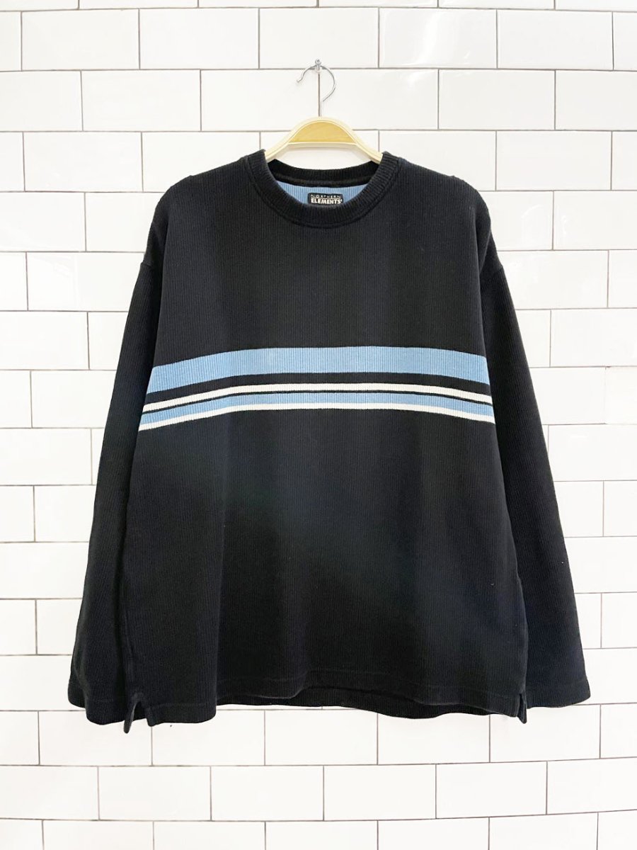 y2k northern elements big chest stripe ribbed sweatshirt - good market thrift store