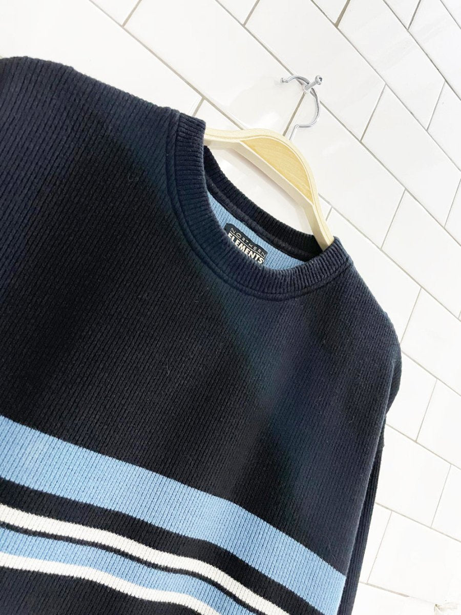 y2k northern elements big chest stripe ribbed sweatshirt - good market thrift store