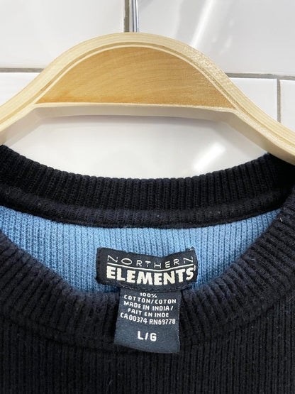 y2k northern elements big chest stripe ribbed sweatshirt - good market thrift store