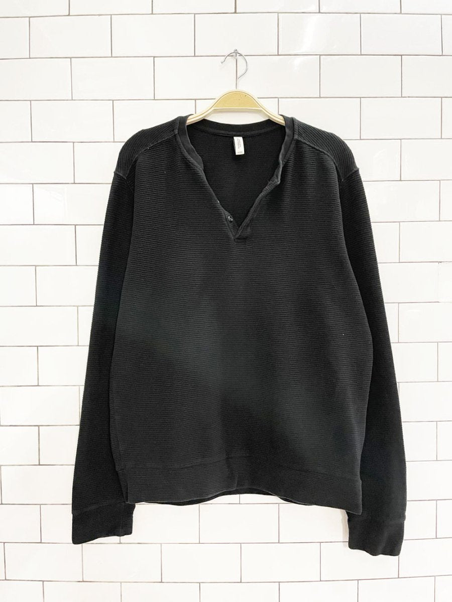 frank and oak ribbed 1/4 button thermal long sleeve - good market thrift store