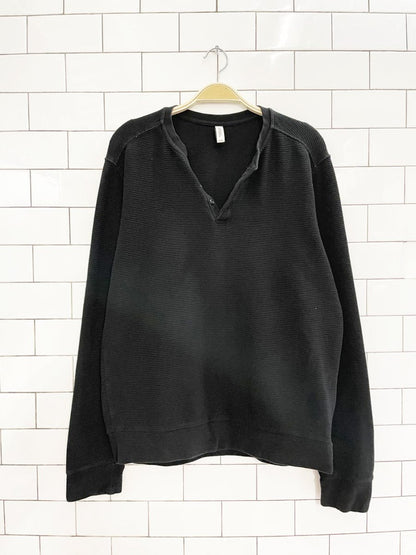 frank and oak ribbed 1/4 button thermal long sleeve - good market thrift store