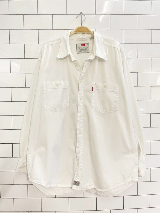 vintage 80s levi's red tab white cotton shirt - good market thrift store