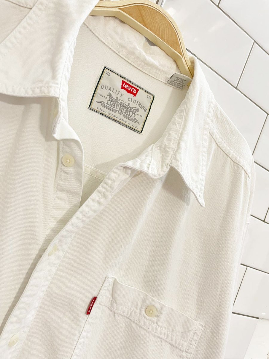 vintage 80s levi's red tab white cotton shirt - good market thrift store