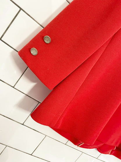 vintage 60s dell poly - knit red flare leg pant suit - good market thrift store