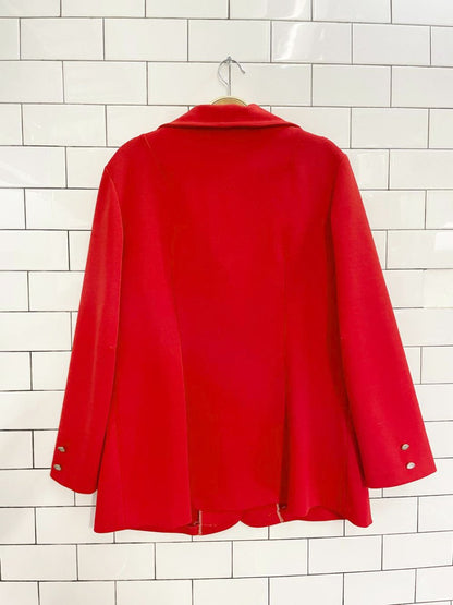 vintage 60s dell poly - knit red flare leg pant suit - good market thrift store