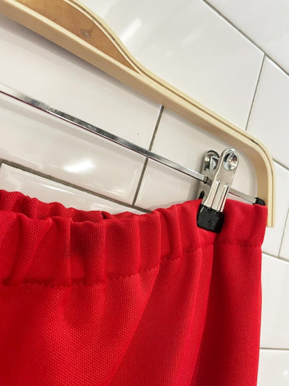 vintage 60s dell poly - knit red flare leg pant suit - good market thrift store