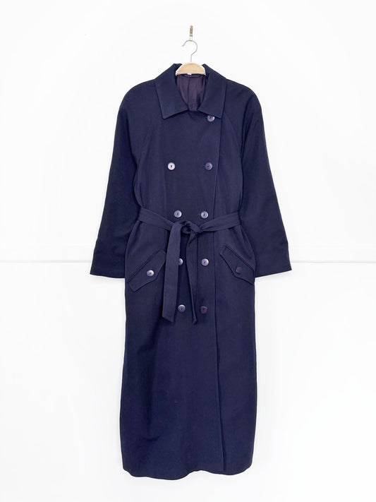 vintage 100% wool cape back belted trench coat