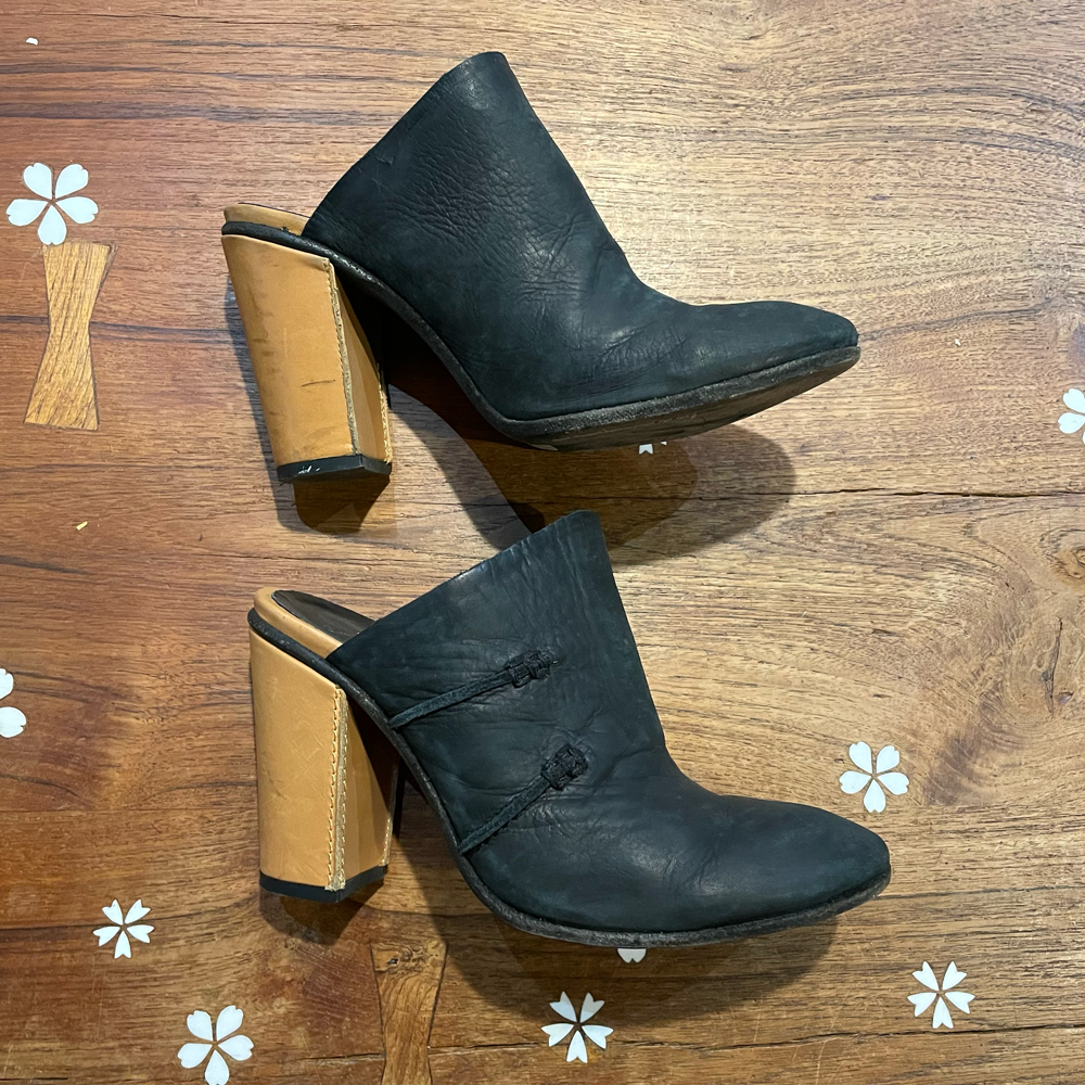 free people leather stateside mules - size 38