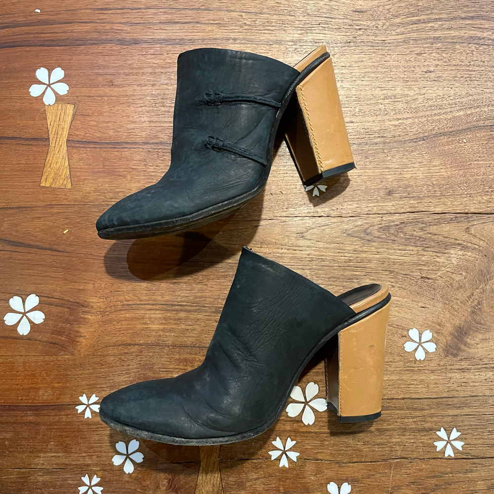 free people leather stateside mules - size 38