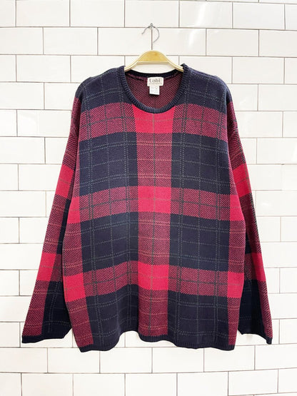 vintage 00s tabi check cotton - knit sweater - good market thrift store