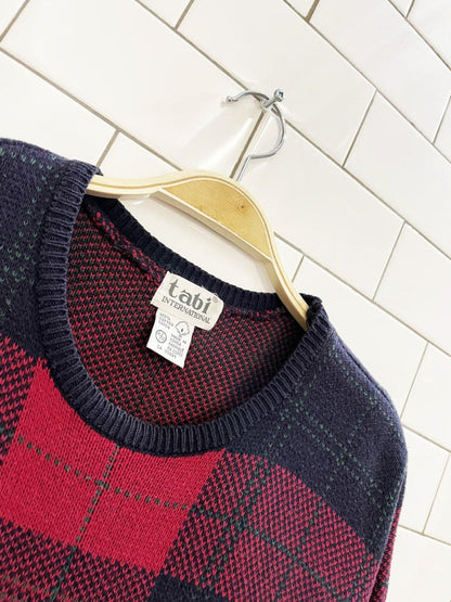 vintage 00s tabi check cotton - knit sweater - good market thrift store