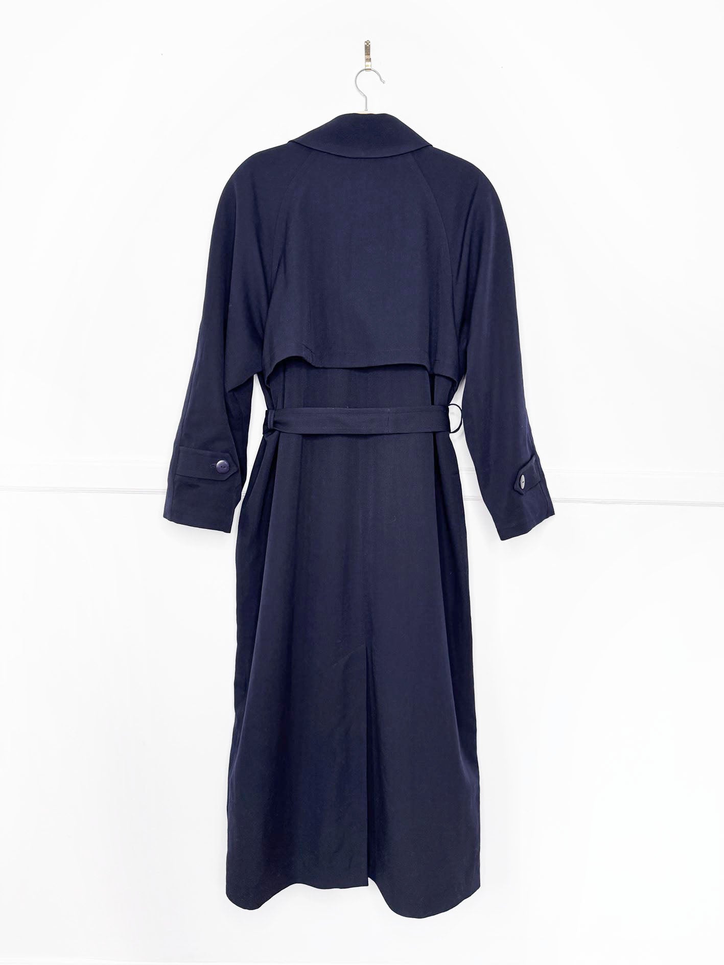 vintage 100% wool cape back belted trench coat